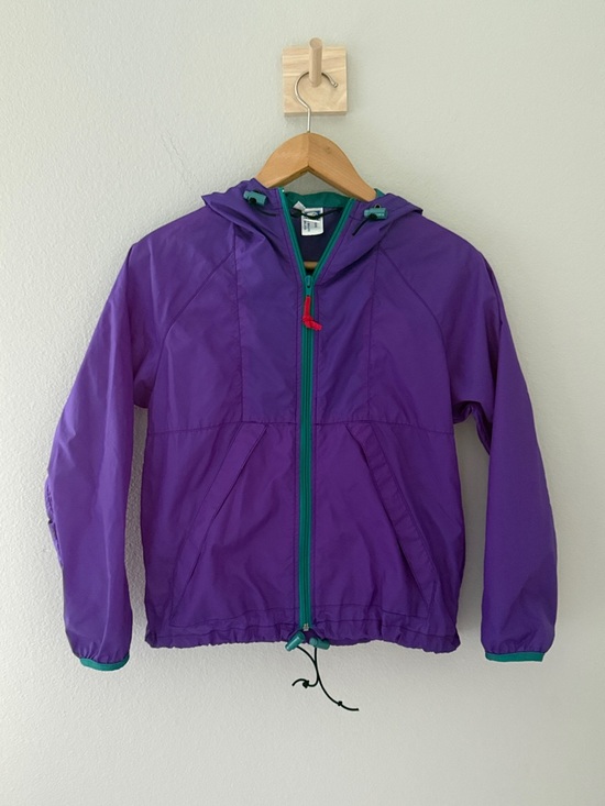 Vintage Other - Vintage 90’s Purple Hooded Windbreaker with Teal Zipper Trim and Bungees Youth L